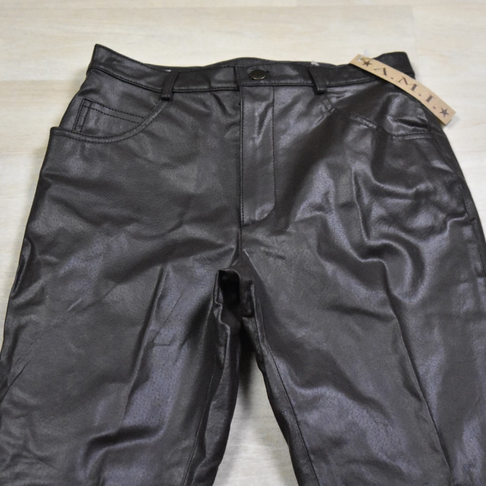 SOLD Y2K Deadstock A.M.I. Brown 100% Leather Pants Size 4 NOS NWT VTG - Picture 3 of 7